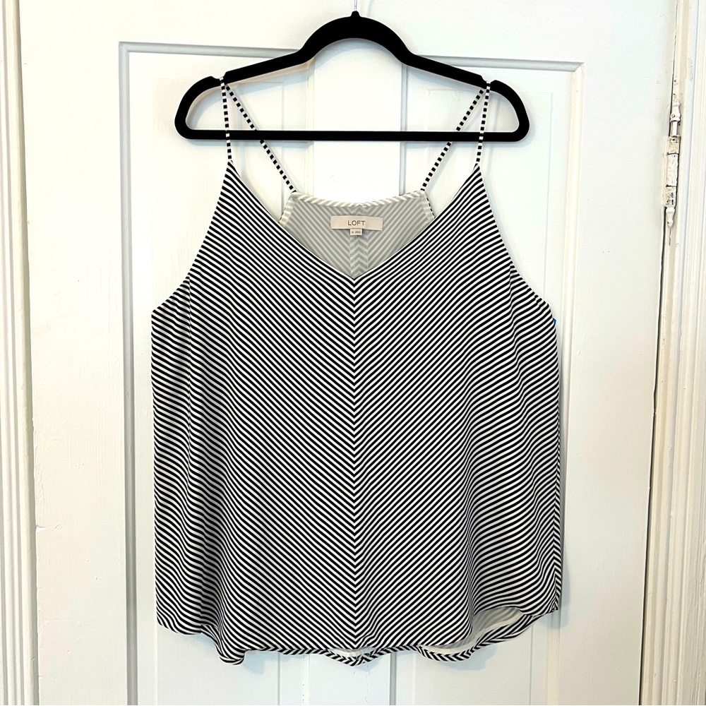 LOFT black and white striped, sleeveless top